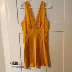 Vibrant Yellow Sleeveless Satin Dress